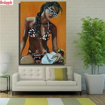 bordado de arte Moderna, sexy mulher em bikini completo quadrado redondo broca de diamante pintura 5d diy diamante mosaico decoração home