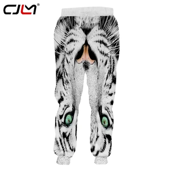 CJLM Homem Preto E Branco Listrado Animal Cavallari Homens Lindo Tigre Calças 3D Full Impresso Calças 6XL