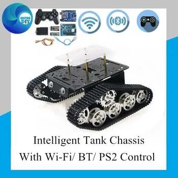 Com Controle remoto Inteligente Robô Tanque de Chassis RC Inteligente controladas Rastreador do Carro de Plataforma Arduino Raspberry Pi DIY Livre de Acrílico do Painel