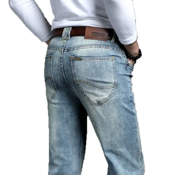 Cowboy Vintage Bule Homens De Jeans De Nova Chegada 2022 Moda Trecho Clássico De Jeans, Calças Masculinas Designer Straight Fit Calças Tamanho 38 40