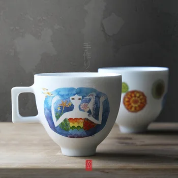 Criativo, Pintados à Mão, Estrelas do mar Sereia canecas de cerâmica copos com preensão manual de porcelana, copos de Casais de Xícaras de café, uma caneca de chá de leite de copo