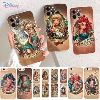 Disney Princess Tatuagem de Telefone de Caso para o iPhone 11 12 13 mini pro XS MAX 8 7 6 6S Plus X 5S SE DE 2020 XR caso