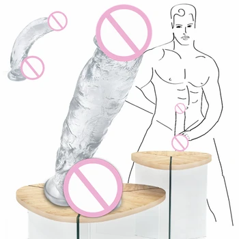 Enorme Vibrador Feminino Masturbação Claro Realista do sexo Masculino Artificial do Pênis Anal Adultos Brinquedos Falso Transparente Vibradores com ventosa