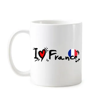 Eu Amo a França Palavra Bandeira do Amor do Coração de Ilustração Padrão Clássico Caneca Com Alças de 350 ml