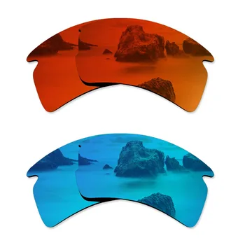 Glintbay 2 Pares de Óculos Polarizados de Substituição de Lentes para Oakley Flak 2.0 XL Vermelho Fogo e Gelo Azul