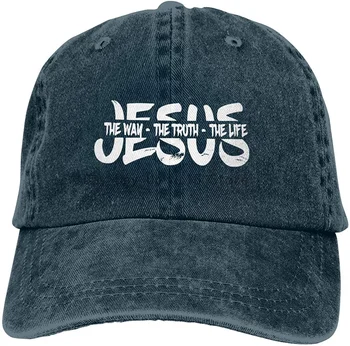 Jesus, O Caminho, Verdade, Vida Unissex Adulto Regulável Chapéus de Cowboy de Jeans, Boné de Beisebol para Homens Mulheres