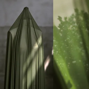 Lace96-Verde Perspectiva de laço Verde de Malha de Tecido Para o Vestido de Casamento Vestido de Noite Tecido Macio Transparente Extra Malha Elástica