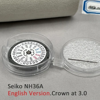 NH36/NH36A Movimento do Relógio Mecânico Coroa 3.0 em inglês-Versão em espanhol de Data/Dia Seiko 24 Jóias Relógio Partes Modificadas Substituir