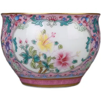 Qing Qianlong Esmalte Da Porcelana Flor Master Cup Jingdezhen Antigo Coleção De Porcelana