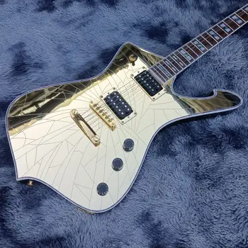 QShelly divisão custom espelho Paulo 'PS10' Guitarra Iceman Branco encadernação guitarra elétrica Instrumento de loja entrega gratuita