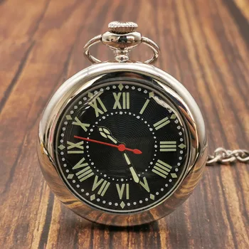 Romanos Apresentar Vintage Quartzo Relógio De Bolso Em Prata Steampunk Colar De Pingente De Relógio Fob Cadeia