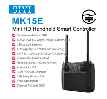 SIYI MK15E Mini HD Portátil de Controlador Inteligente com 5.5 Polegadas Touchscreen 1080p 60fps FPV 180 ms de Latência para UAV Japão MIC Certificada