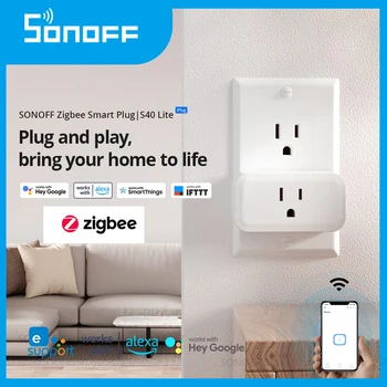 SONOFF S40 Lite Zigbee Smart Plug 15A iPlug US CA JP Soquete Função de Temporização APLICATIVO de Controle Remoto Funciona Com Alexa Inicial do Google