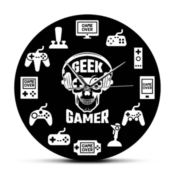 Tempo de jogo de Jogo de Vídeo Parede de Suspensão do Relógio da Consola de Controladores de Jogos Sala de Arte de Parede Decorativo Relógio de Parede Geek Gamer idéia de Presente