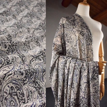 Tinta de caju imprimir chiffon fios tecido 100% poliéster verão de costura de tecido para o vestido de
