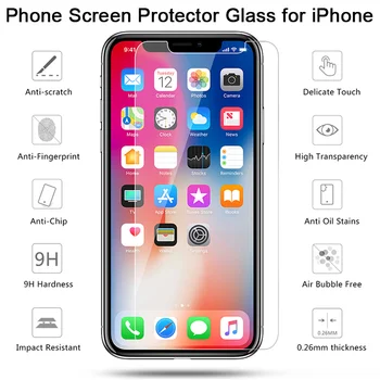 Vidro de proteção Para o iPhone 14 Pro Max 13 12 11 Pro Max XR XS SE protetor de tela de vidro Temperado Para o iphone 7 8 14 Plus vidro