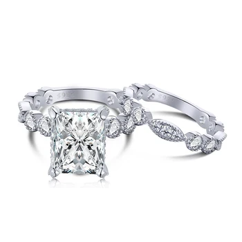 WPB S925 de Anéis de Prata Esterlina Mulheres Gelo Corte Diamante Retangular Anel Feminino Brilhante Zircão de Jóias de Luxo de Menina de Presente de natal