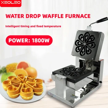 XEOLEO Elétrica Waffle Maker 1200W Rotary Waffle Maker Pétalas Máquina de Waffle Gota de Água Forma de Waffle Maker da Non-Vara