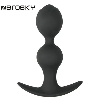Zerosky Butt Plug Anal em Silicone duplo bola Confortável Massageador de Próstata Produtos do Sexo para as Mulheres e Homens Ânus Massager