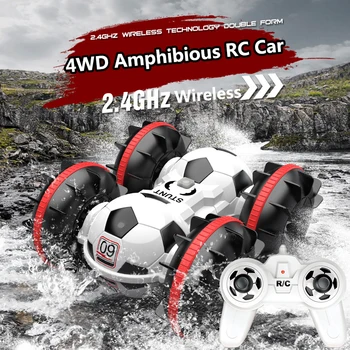 Água de futebol Anfíbio 4WD Cross Country RC Veículo, Tanto do Lado do Dublê de Condução, Rotação de 360 Graus Elétricos Crianças sem Fio Brinquedo de RC